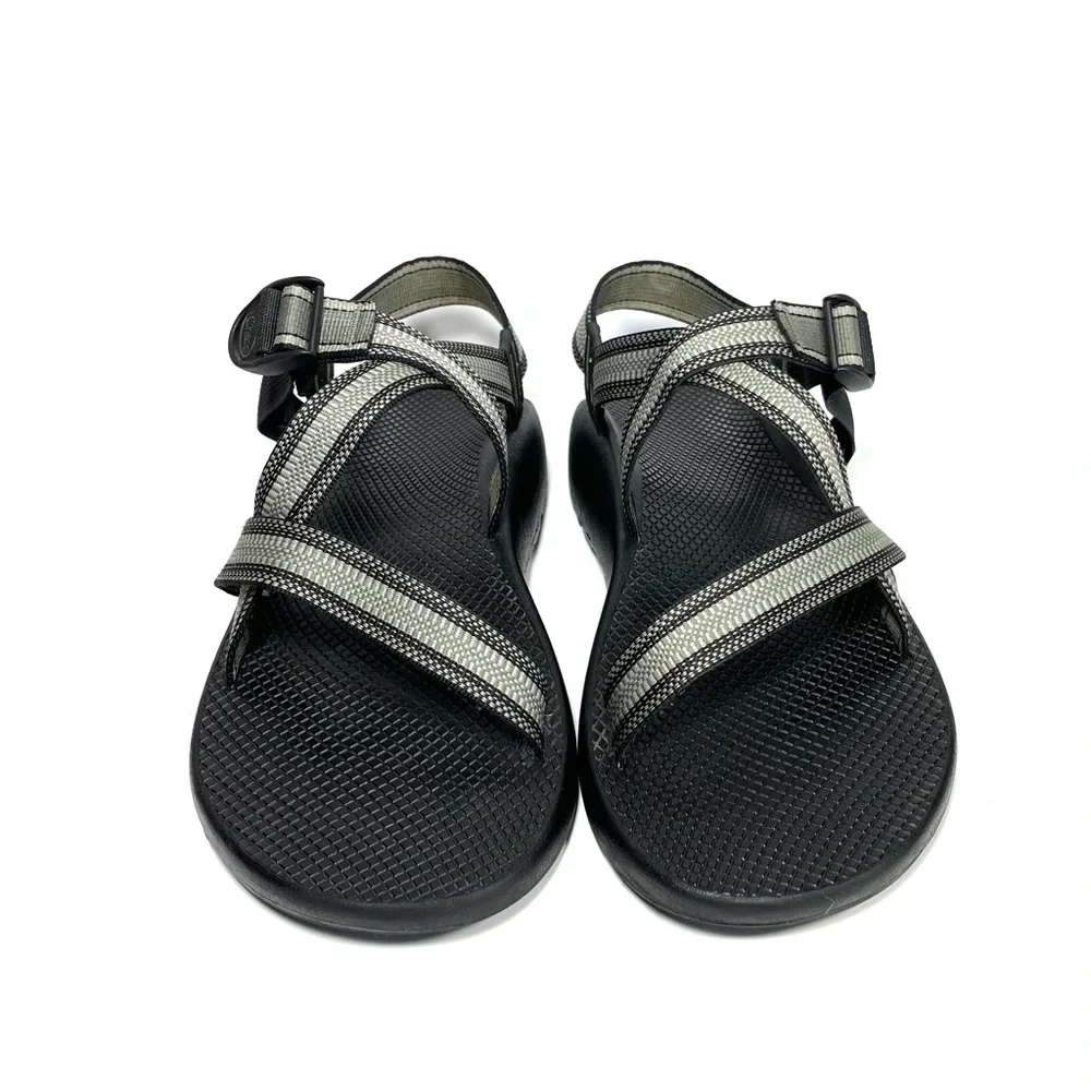 Chaco Sandals Men’s Size‎ 13 M Ankle Strap Vibram Gray Stripped Fabric